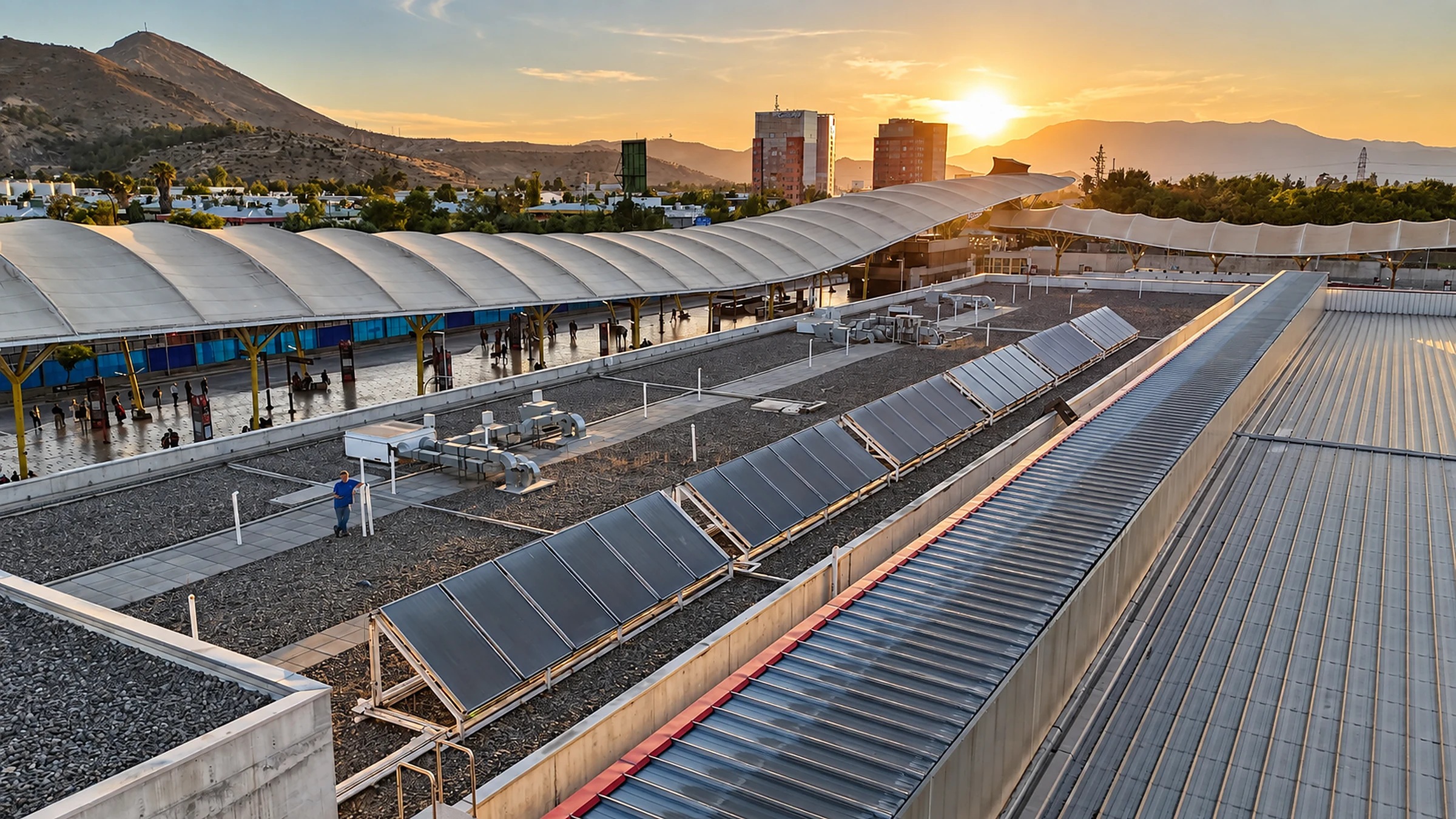 Sistema solar térmico del Terminal de Rancagua ejecutado por Emergia